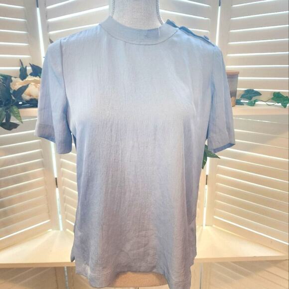 RAG & BONE BLUE AIDEN SHORT SLEEVE BLOUSE SIZE SMALL - Picture 2 of 8